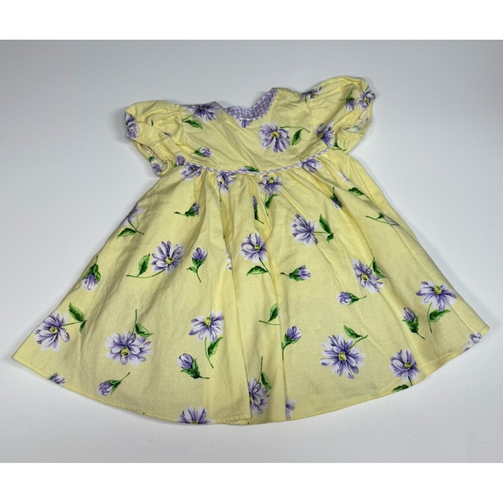 Vintage Plum Pudding Ltd Baby 18months Daisy Yellow Purple Dress Cottage Easter